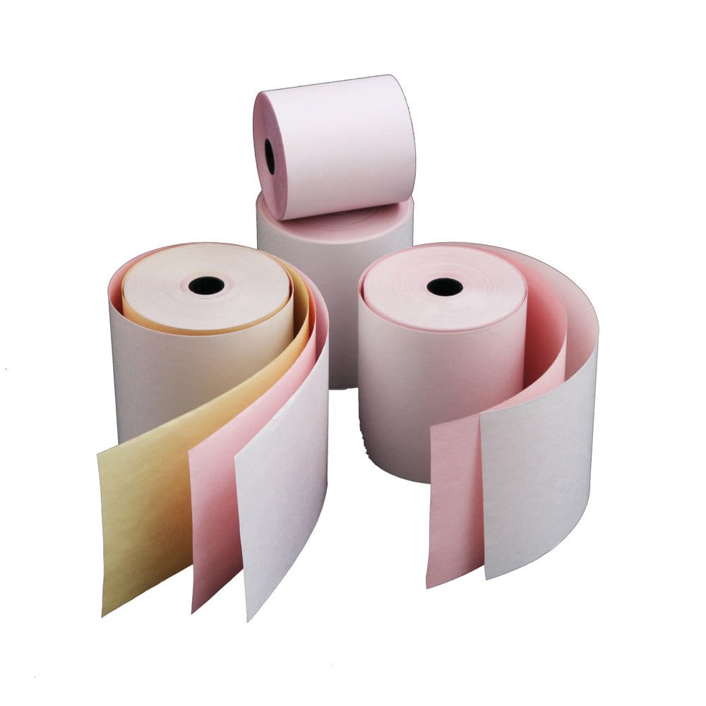 5 Star Till Roll Card Machine Paper Rolls 76mm x 70mm (20 Pack) White Pink Yellow 3-Ply Till Rolls