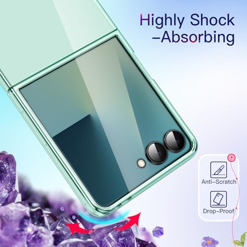 Image of JETech Case for Samsung Galaxy Z Flip 7 2025, Crystal Transparent Hard PC Shell, Anti-Scratch Shockproof Slim Protective Phone Cover (Mint)