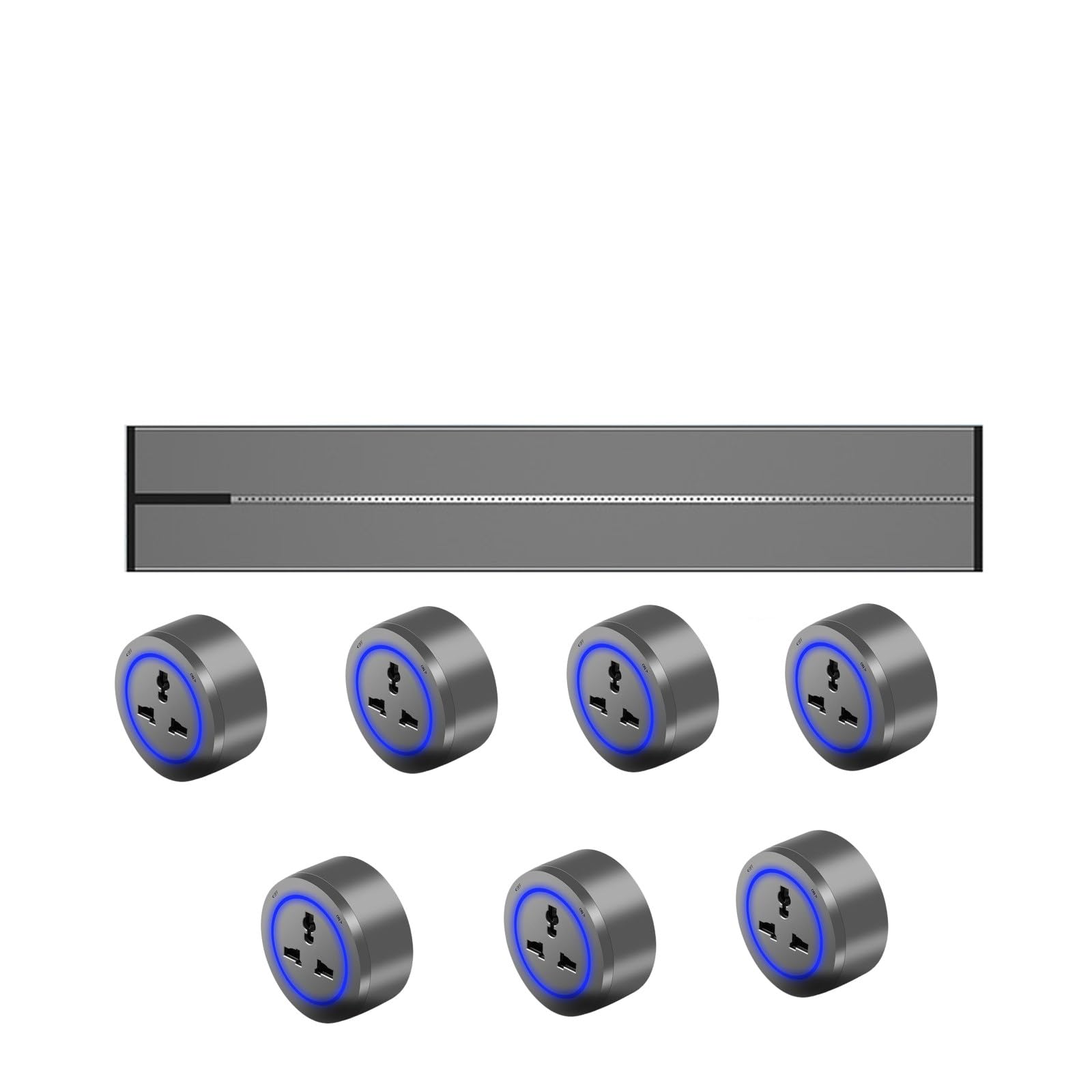 Power Strips Wall-Mounted Removable Power Sliding Track Socket, Anti-Shock, Detachable Supply(Gray,0.75M)