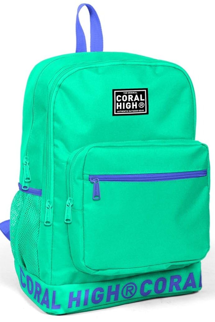 Coral High Logo Nakışlı Yeşil Ortaokul, Lise ve Günlük Sırt Çantası(USB VE AUX SOKETLİ)
