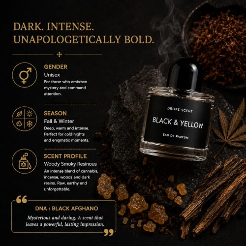 Image of Black & Yellow Eau De Parfum for Men, Long Lasting Woody Perfume with Oud, Coffee, Amber & Incense Notes, Perfume Spray for Daily Wear & Travel - 50 ml
