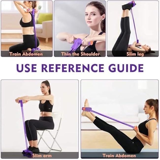 Multifunctional 6 Tube Elastic Yoga Resistance Bands for Waist Arm Leg Stretching, Affordable Training Aid, Latest Upgrade Sit Up Exercise Equipment for Women Men (Purple)