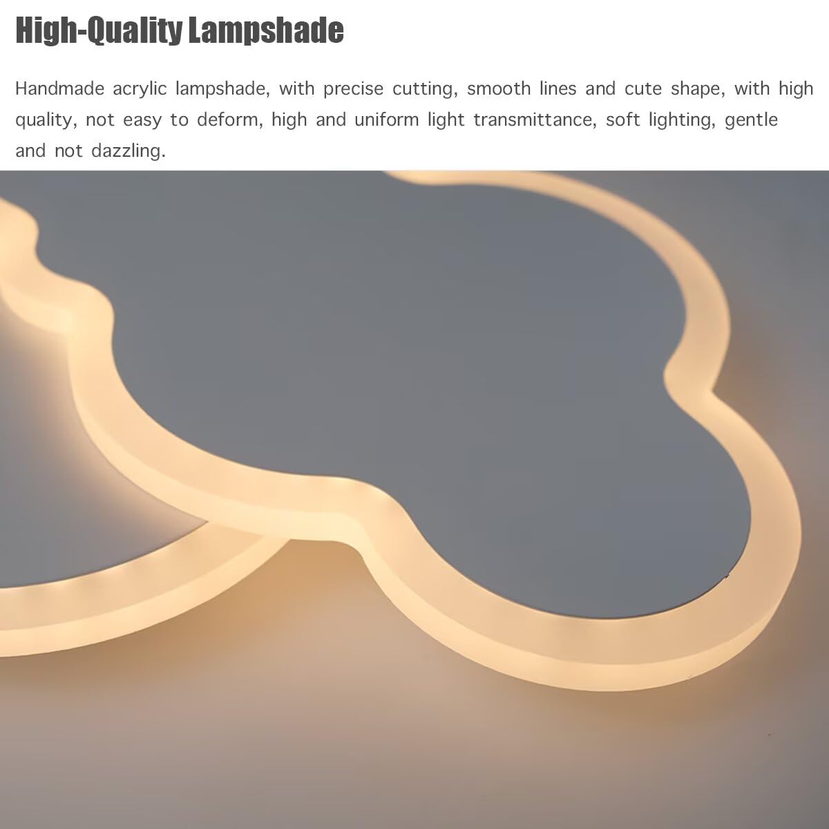 Lámpara de techo Nube LED 3D de 55 cm con 2 nubes, lámpara de araña para habitación infantil, sala de estar, dormitorio de niño o niña, 3 luces, 46 W