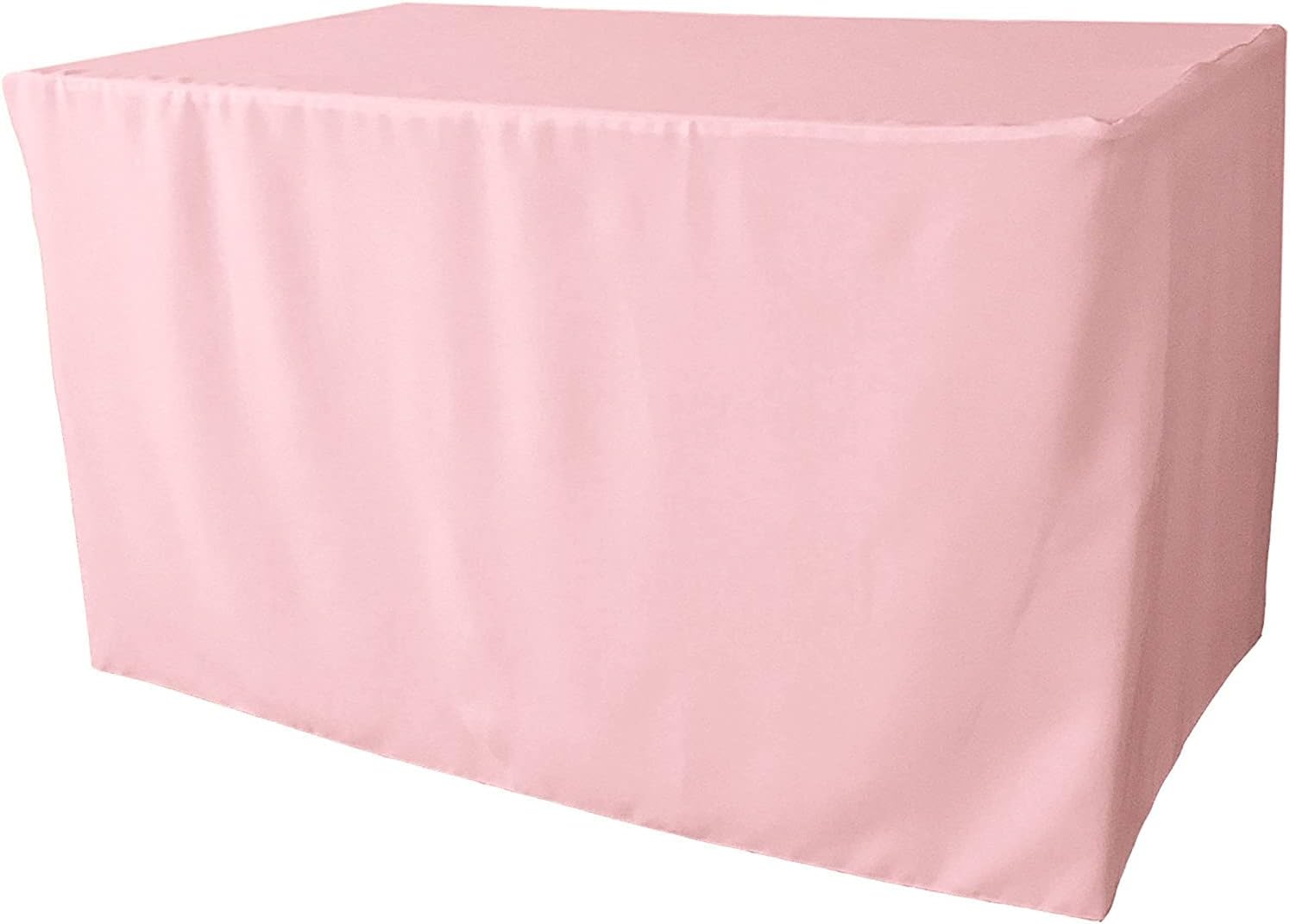 LA Linen Polyester Poplin Fitted Tablecloth, 48"L x 30"W x 30"H, Light Pink