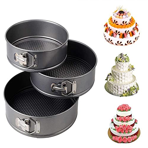 The Mom Creation Presents Cake Teflon Coated Removable Base Microwave Oven Safe Non-Stick Round Shaped Cake Baking Mold Pan, Cake Tin,Microwave Oven Bakeware, 22 cm – Black
