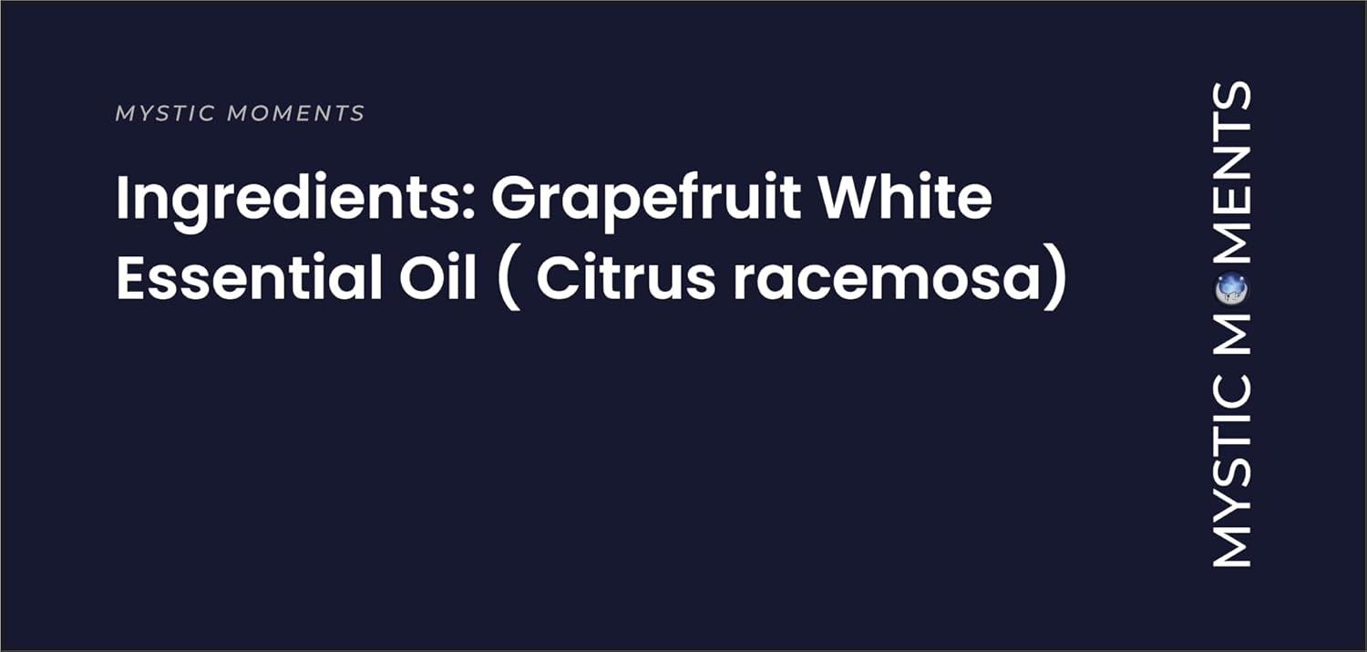 Mystic Moments | Grapefruit White Essential Oil 10ml - Pure & Natural Oil for Diffusers, Aromatherapy & Massage Blends Vegan GMO Free