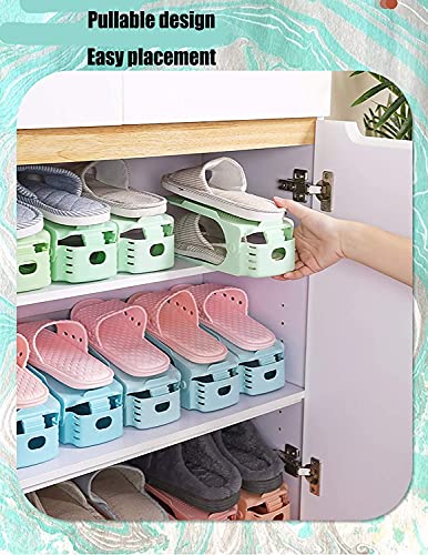 Risetex Shoe Slots Organizer 12 Pack Black,Shoe Organizer For Closet,Shoe Stackers Increase Space By 200%,Adjustable 4 Level Shoe Space Saver,Double Deck Shoe Rack Holder For Closet (12Pack-Black) #TOP6