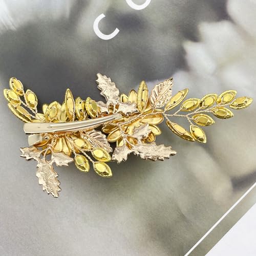 Pinza para cabello boda cristal dorado con flor miniatura 7