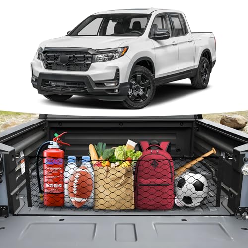 Canvcle Trunk Cargo Net for 2017-2026 Honda Ridgeline Accessories Envelope Style Mesh Trunk Net Organizer and Storage Stretchable Adjustable Elastic Nylon Rear Cargo Netting with Hooks