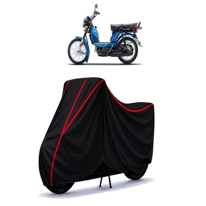 Image of TVS XL100 Heavy Duty i Touch Start Water Resistant Bike Cover for All Motorcycles & Rain | Heavy Duty | UV Protection, Dustproof, Scratchproof | All Weather Two Wheeler Cover with Elastic Bottom