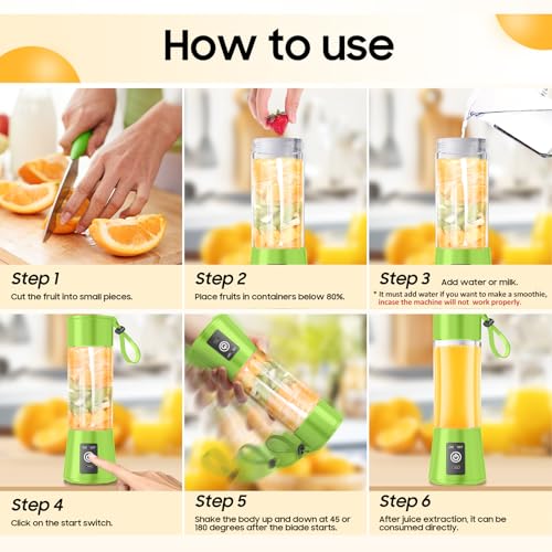 Image of Portable Blender for Shakes Smoothies - 13 Oz Mini Blender USB & Type-C Rechargeable, Powerful Blending Speed Convenient to Make Fresh Juice in Travel Sports
