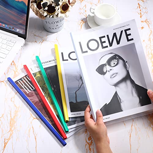 100 Pcs Clear Report Covers With Sliding Bar Clear Presentation Binder Transparent Resume Folder With 5 Colors Slider Bars Plastic Report Folder For File Report Paper Book Resume Letter School Office #TOP6