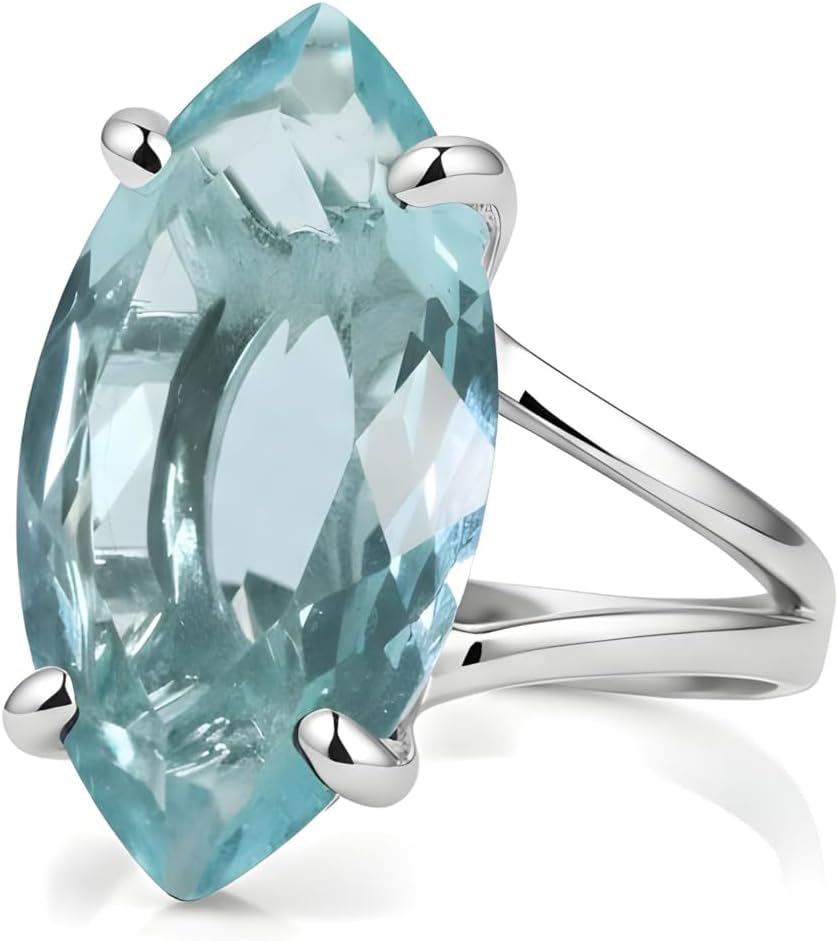 Artisan Blue Topaz Rings for Women - Luxe Birthstone Jewelry, Fashion Rings, Everyday Rings, Statement Jewelry for Ladies - For Her Birthday, Engagement, Graduation, Mothers Day, Christmas