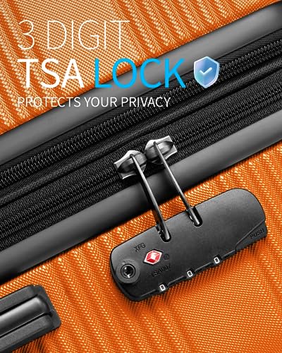 Zitahli Luggage Sets, Expandable Suitcase Set 3 Piece Luggage Set, Hardside Luggage with TSA Lock Spinner Wheels YKK zippers, 20in 24in 28in (Orange) - Image 5