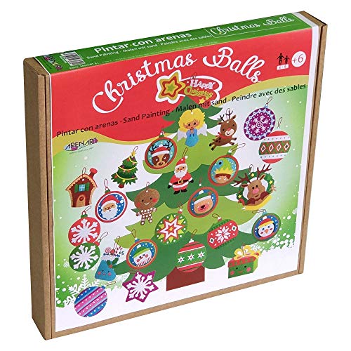 Arenart | Pack 36 Bolas Árbol de Navidad | para Pintar con Arenas de Colores | Manualidades Infantiles | Decoración Navideña en Familia