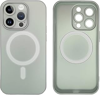Case Capinha Magnética Carrega Por Indução Compatível Com IPhone 14 PRO MAX Flexível Emborrachada PREMIUM Anti-Impacto Queda Efeito Metálico Cor Azul, Verde, Dourado, Lilás, Prata, Cinza LINHA DUPIN (PRATA)