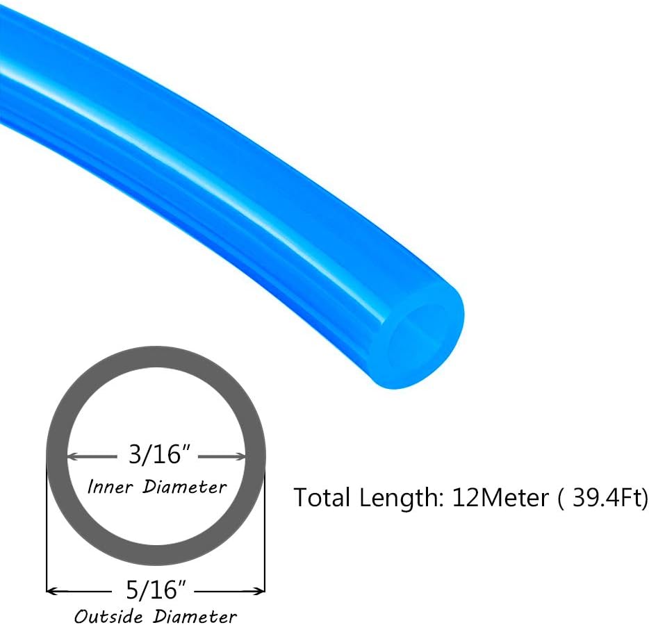 Beduan 1Pcs Pneumatic Tubing Pipe 5/16" OD Blue with 20 Pcs 5/16" Tube OD Push to Connect Fitting