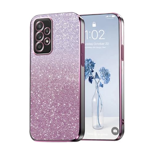 PanXCase Glitter Cover per Samsung Galaxy A52 4G/5G / A52s 5G - Custodia Trasparente Bling Disegni Elegante Brillantini Ultra Sottile Antiurto Ragazza Donna Cover (Rosa)