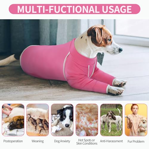 Hjyokuso Hunde-Genesungsanzug, langärmeliger Einteiler für Männer und Frauen, nach Operationen, Body für Haarausfall, Hautkrankheiten und Wundschutz, Alternative zu Kegeln