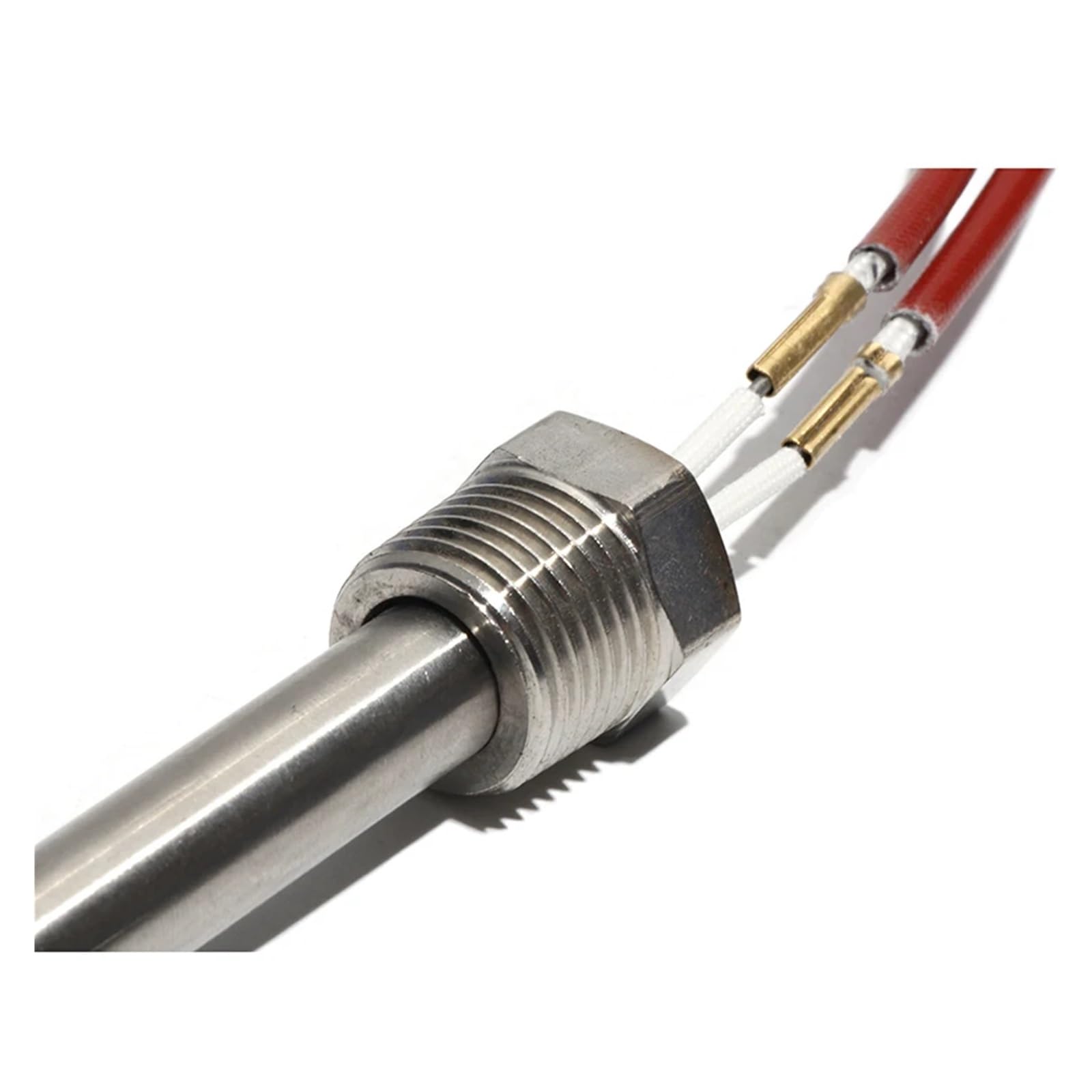 Resistencia calefactora tubular de 16 mm de diámetro, rosca DN15/21 mm (100-150 mm), con tuerca, 12 V/24 V/48 V, 50 W/100 W/150 W.(Silver,48V,50W 16x100mm(DxL))