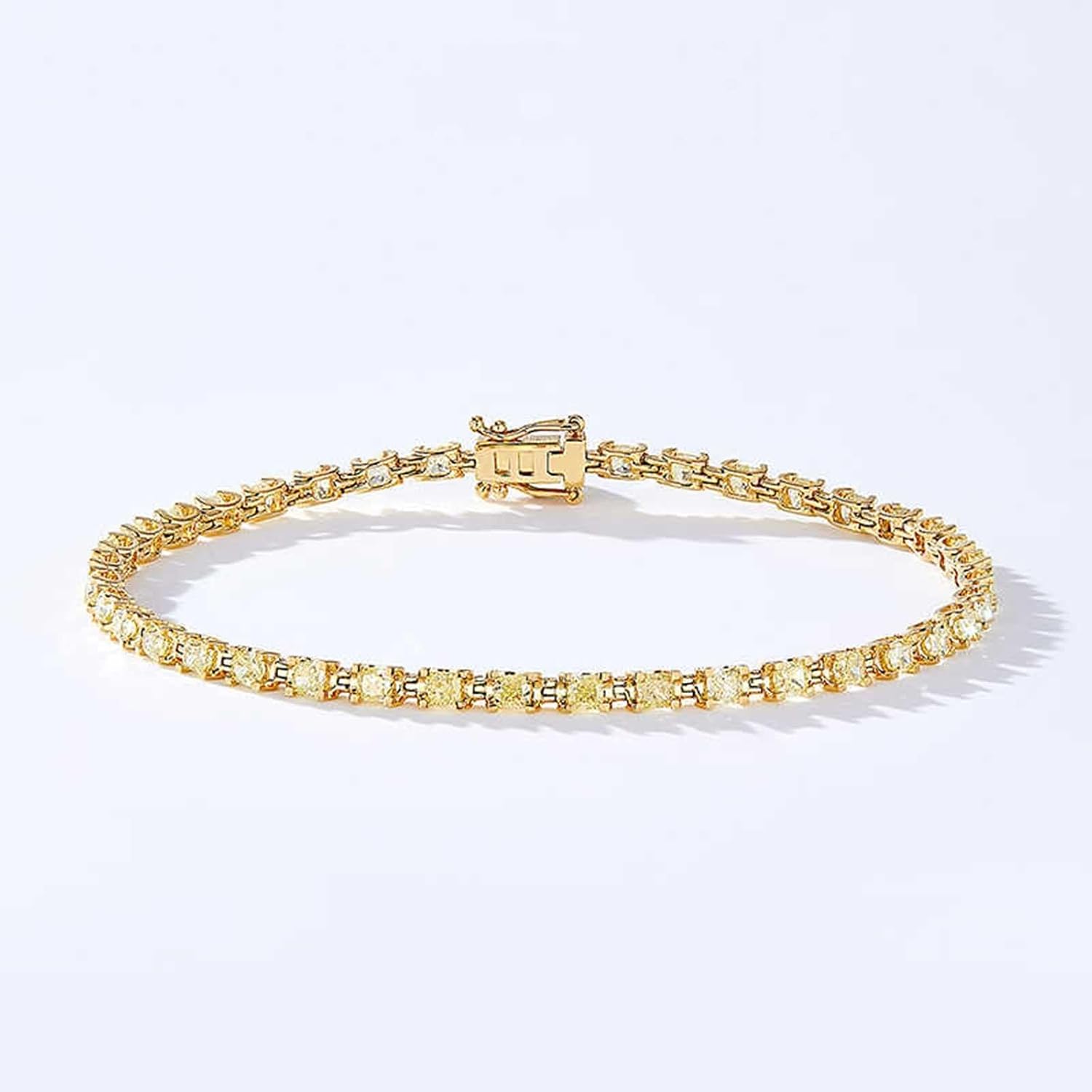 Bracelets Yellow Gold for Women 9 K / 14 K / 18 K, Chain with 2.5ct Diamond, 6.3", Womens Gold Bracelet for Wedding image 4