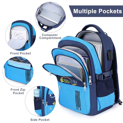 Image of ACESAK Boys Backpack - 3PCS Cool Luminous Backpack for Boys School Backpacks for Kids Kindergarten Elementary Preschool Middle School Bags with Lunch Box Pencil Case Set (Off-road Vehicle)