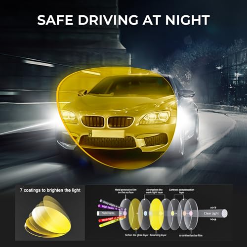 KALIYADI Aviator Night-Vision Glasses Night-Driving-Glasses-for-Men: Anti Glare Night Glasses for Women Men HD Lens