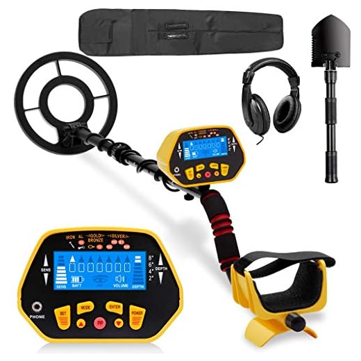 URCERI Metal Detector GC-1028 for Adults High Accuracy Waterproof 2 Modes Outdoor Gold Digger with Sensitive Search Coil LCD Display for Beginners Professionals Yellow