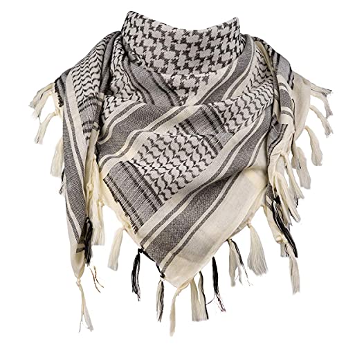 FREE SOLDIER - FREE SOLDIER 100% Baumwolle Militär Schal 110cm x 110cm Tactical Desert Shemagh Palästinensertuch-Schal Wrap Für Männer & Frauen, Beige