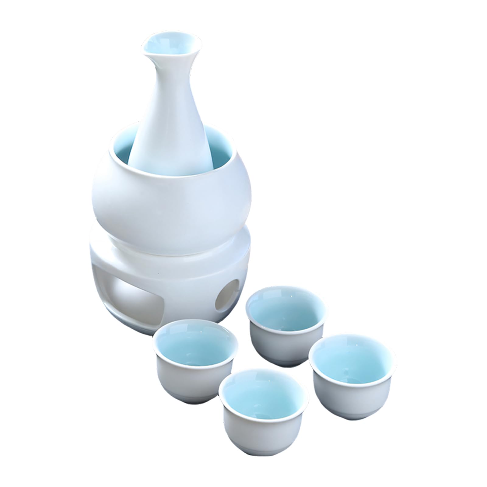 NVOQILIN Japanese Sake Bottle Set Includes Carafe Warmer Stove Bowl and Matching Cups for Traditional Drinking Home Use Sake Carafe Bottle