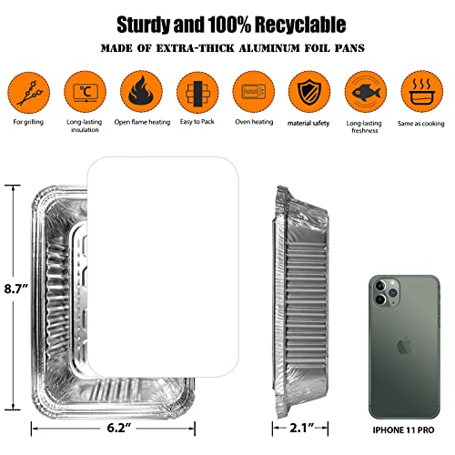 Southgate Aluminum Foil Pans With Lids | 40Pack 2Lb Capacity Baking Foil Pan | Aluminum Tray Pans Disposable For Baking, Cooking, Food Prepping (8.7"*6.3"*2.2'') #TOP1