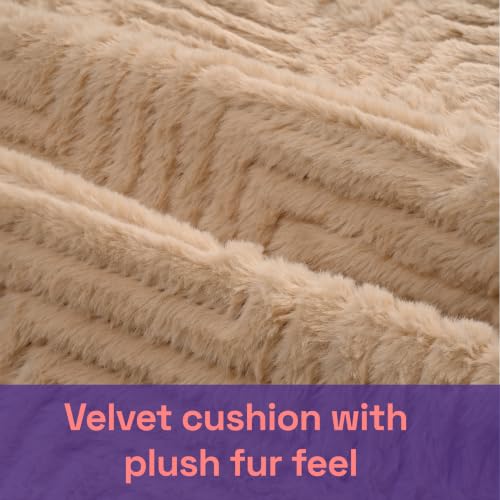 Image of Wakefit Designer Cushion Cover | 24x24 inch | Plush Fur Feel | Velvet Fabric | Machine Washable | Pack of 1 | Fur Beige