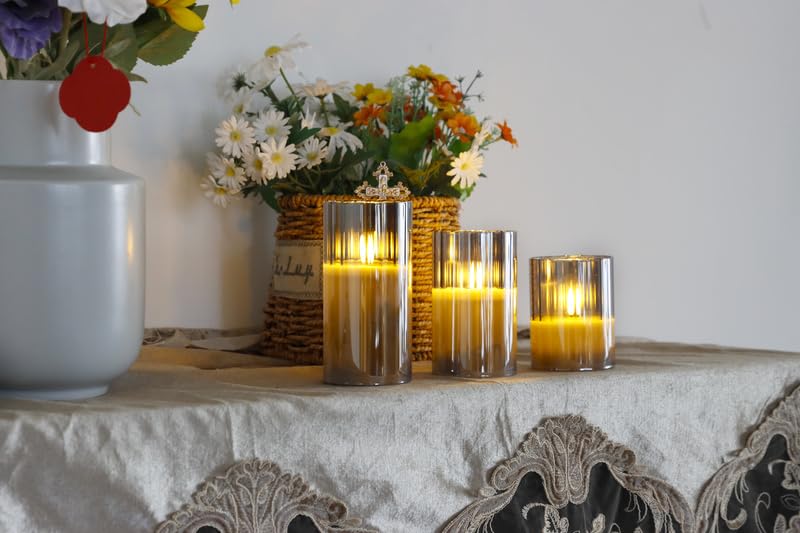 Bougies LED En Cire Véritable 3 Pièces Avec Télécommande - Minuterie, Sans Flamme, Blanc