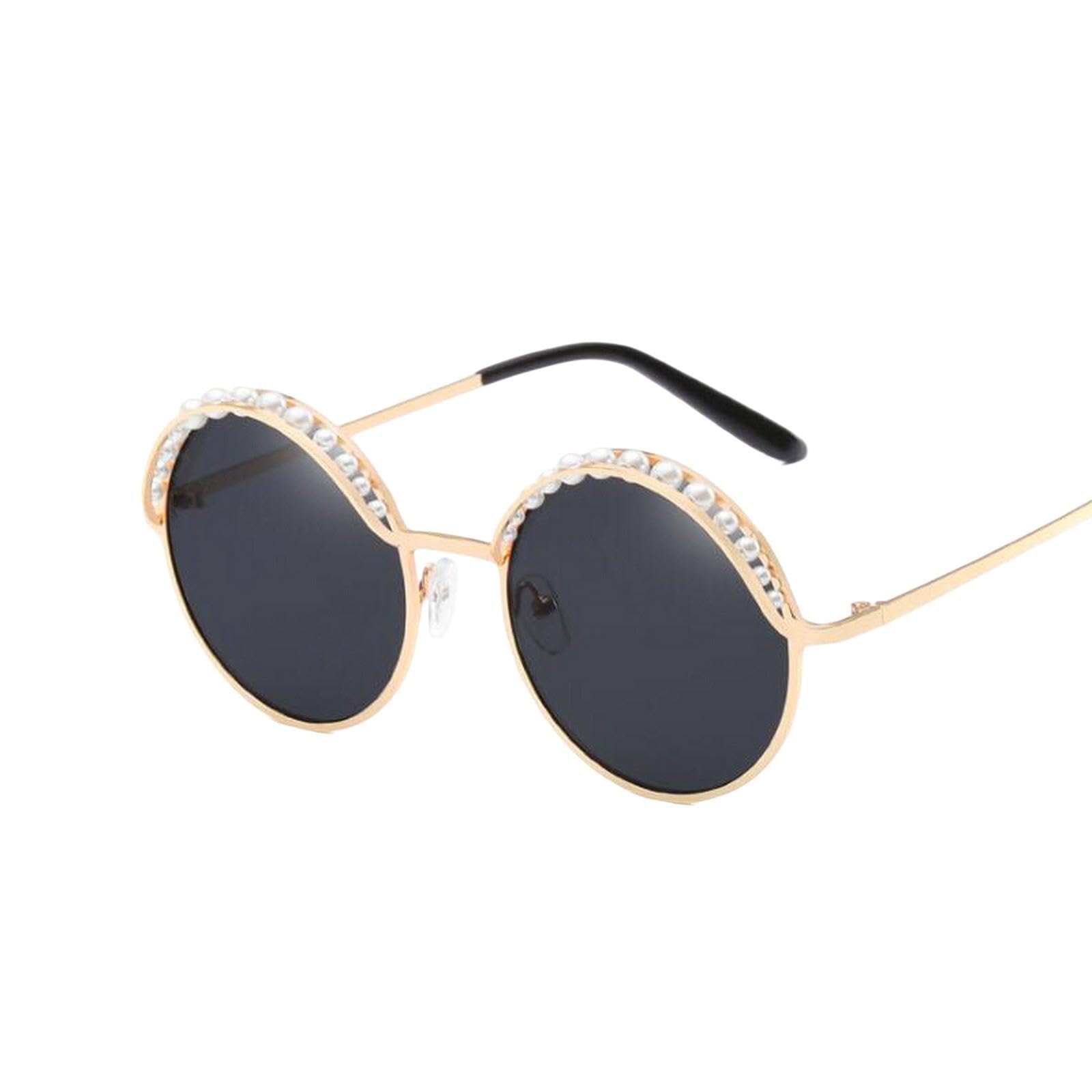 NOGRAX Okulary przeciwsłoneczne perły okrągłe okulary przeciwsłoneczne damskie moda marka lustrzane okulary przeciwsłoneczne damskie okulary damskie