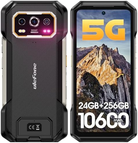Ulefone Armor 27 Pro 5G Rugged Smartphone Android 15 2026, 12GB+256GB 10600mAh/33W Dimensity 6300 50MP+64MP Night Vision 6.78" FHD+ 120Hz IP68/69K Waterproof Dual SIM Smartphone Fingerprint ID NFC