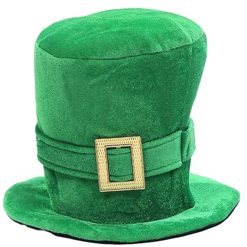 Asekonc St Patricks Day Hat Leprechaun Hat Green Top Hat Irish Velvet Top Hat Leprechaun Costume for St. Patricks Costume Party Favor Accessories