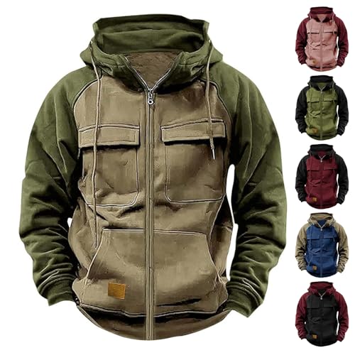 Tactical Hoodies for Men Full Zip Up Sweatshirt Cargo Hoodies Sweatshirts Halloween Hoodie Generic with Multi Pockets3