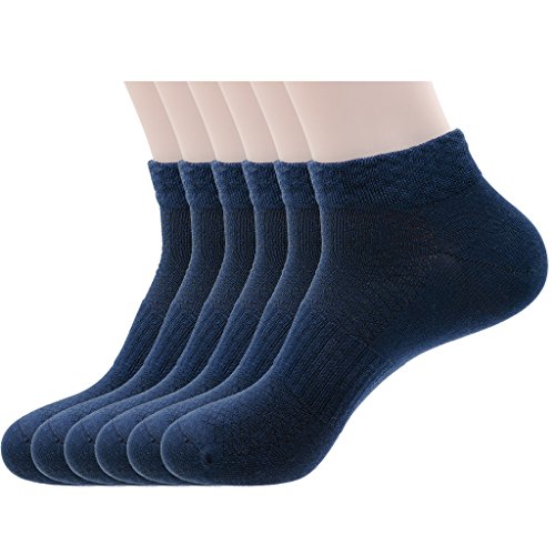 Mens Cotton & Pearl-Fiber Diabetic Thin Low Cut Ankle Socks (6-Pairs) Breathable Soft Moisture-wicking No Show Socks