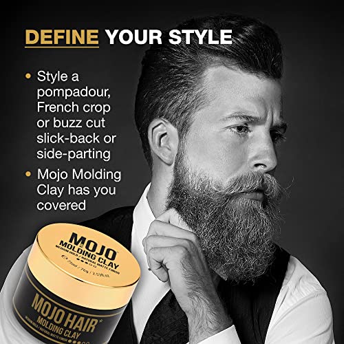 Mojo Hair Molding Clay, Hair Clay For All Men’s Hair Styles, Restyle Over & Over, Men’s Hair Products For Everyday Use, Medium Hold & Natural Finish Matte Hair Clay 1X 75Ml/64G #TOP2
