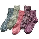 Generic 5 Paar Wintersocken Damen Wollesocken kuschelsocken damen, Atmungsaktive Weiche Thermosocken Lässige Socken EU 36-41, NS-WZ-W-DE-001, 5-A