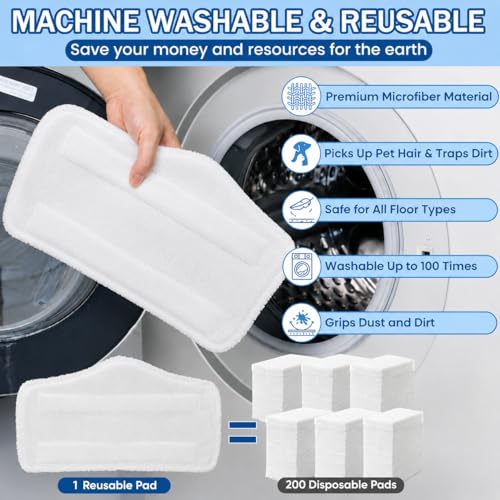 Image of 6 Pack Steam Mop Replacement Pads Compatible with Shark S1000, S3101, S3202, S3250, and S3251, Reusable Microfiber Steam Mop Pads for Sealed Hardwood, Tile, Laminate & Vinyl, White Towel