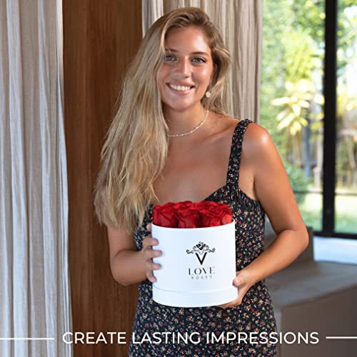 Vlove® Forever Preserved Roses In A Box | Real Roses That Last Over A Year | Gift Ready Long Lasting Roses | Handmade Preserved Rose Flowers Box | Valentines Mothers Day Gifts For Her | White Box Of Roses: 12 Red #TOP2
