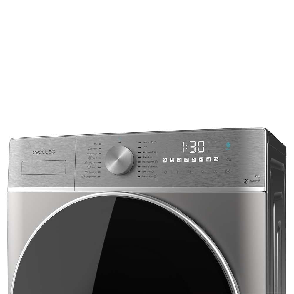 Cecotec Waschtrockner 8-5 kg Frontlader Bolero Wash&Dry 8580 Inverter Steel 1400 U/min 16 Programme