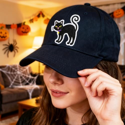 Aplique de tecido decorativo bordado gato preto Halloween para roupas de fantasia, jaqueta, bolsa, decoração de costura DIY