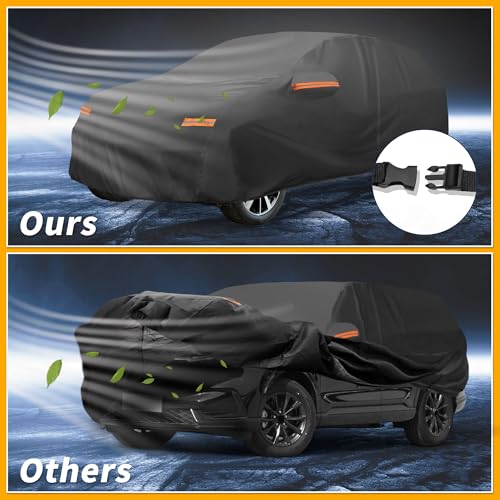 Image of Car Cover Waterproof All Weather Sun Rain Protection Full Exterior Cover for Honda CRV 7-Seater Black with Left Side Zippers