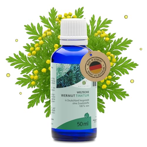 WELTECKE Wermut Tinktur - 50 ml - Pflanzenextrakt aus Artemisia Absinthium - Hochwertiger Kräuterextrakt - Vegan & Ohne Künstliche Zusätze - Einfache Dosierung