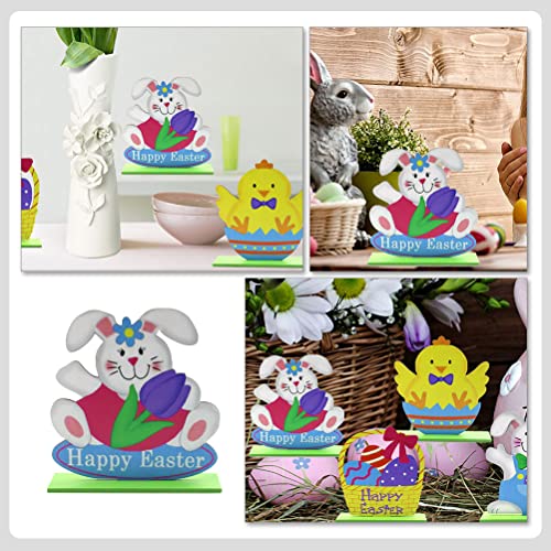 LUOZZY Decoração de mesa de coelho de páscoa com ornamentos redondos de flores para decoração de mes