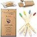 BAMBOOGALOO Orgánico Cepillos de Dientes de Bambú para Niños - Paquete de 4 con Gratis Ecológico Bastoncillos de Algodón de Bambú - Cepillo de Dientes de Madera Natural para Bebe, Infantil, Niños