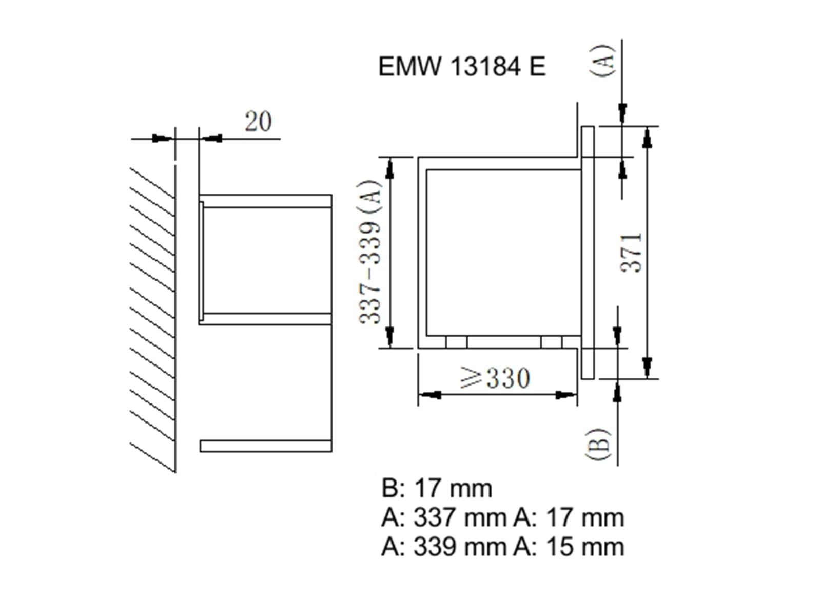 Amica EMW 13184 E Eingebaut Grill-Mikrowelle 20l 800W Edelstahl - Mikrowellen (Eingebaut, Grill-Mikrowelle, 20 l, 800 W, Knöpfe, Edelstahl)