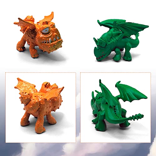 Toysvill Dragons Minifigures Toys From How To Train Your Dragons (Set Of 12 Figurines) For Kids, Action Figures, Cake Toppers. Toothless, Light Fury, Deadly Nadder Etc. #TOP5